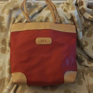 Jon Hart Design Red and Tan Leather Tote